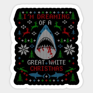 I'm Dreaming of a Great White Christmas Shark Ugly Christmas Sweater Sticker